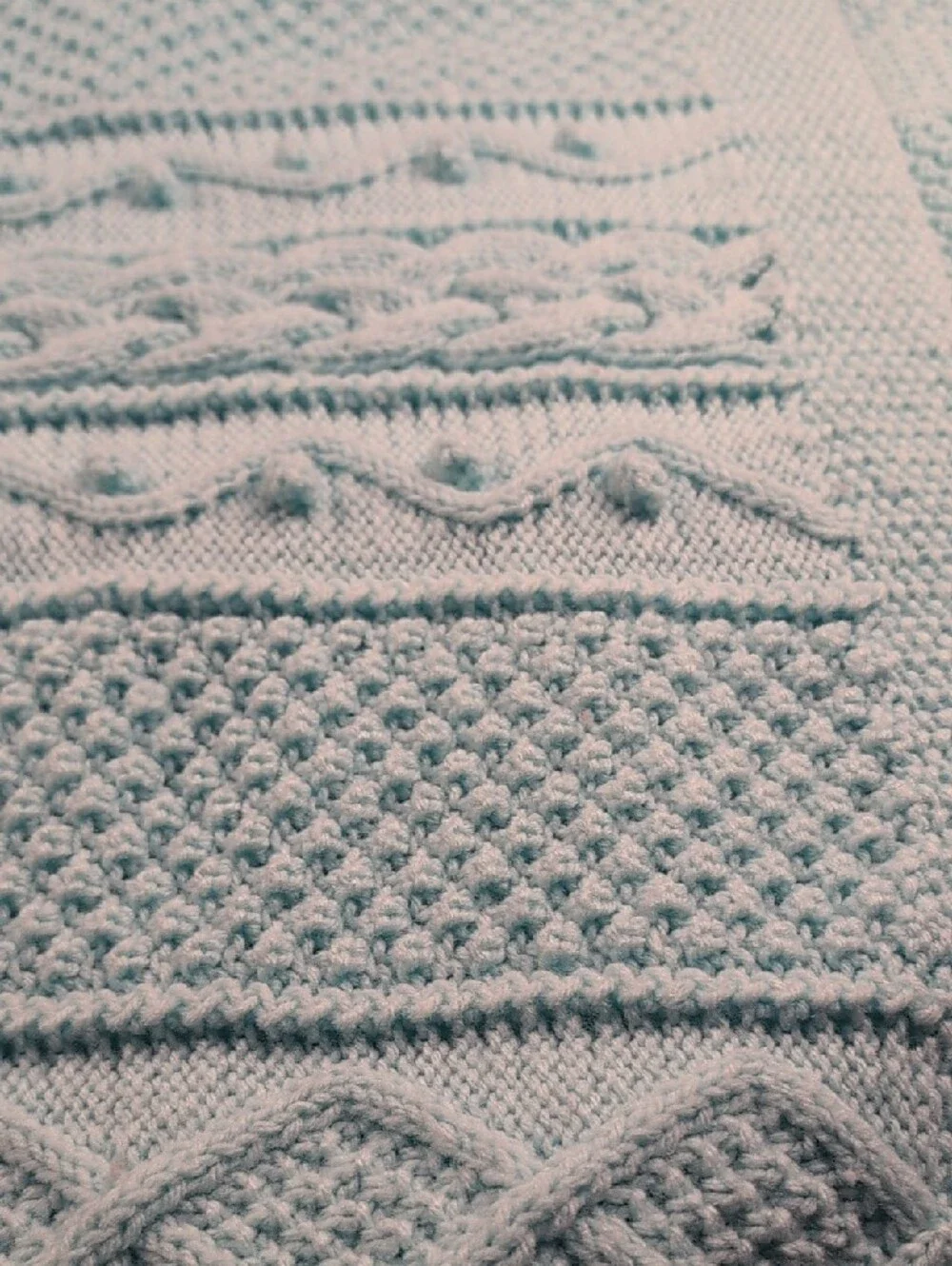 Baby Blue Cable Knit Blanket 33